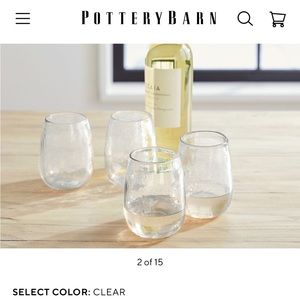 Pottery Barn Stemless Wine Glasses (set of 4). New in box.